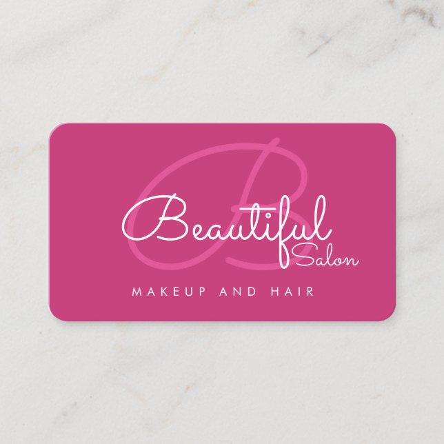 Tarjeta De Presentación pro pink contact-card / beauty salon monogram (Anverso)