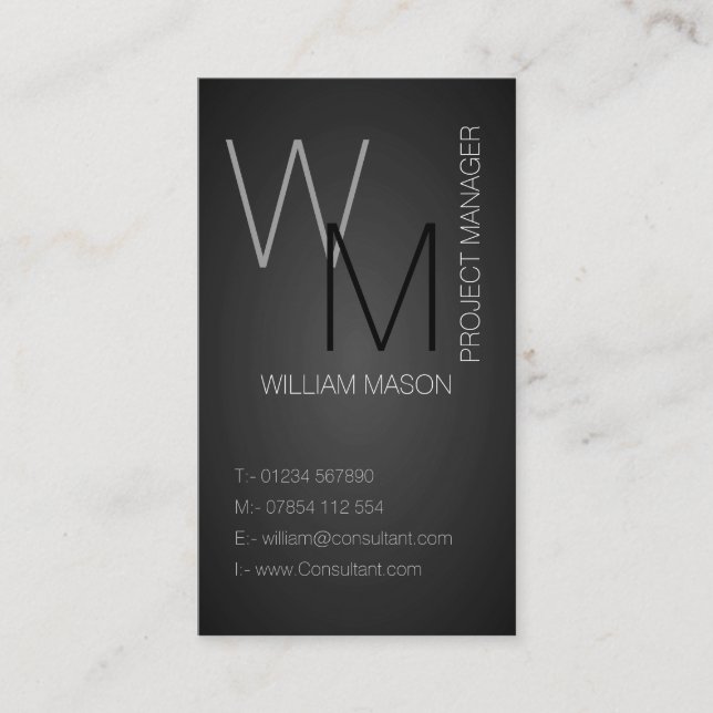 Tarjeta de presentación profesional Black / Gray S (Anverso)