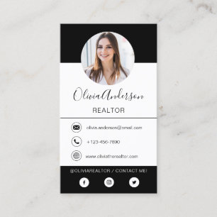 Tarjeta de presentación profesional de fotos en bl