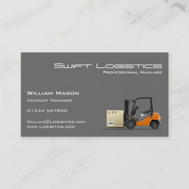 Tarjeta de presentación profesional Gray Forklift  (Anverso)