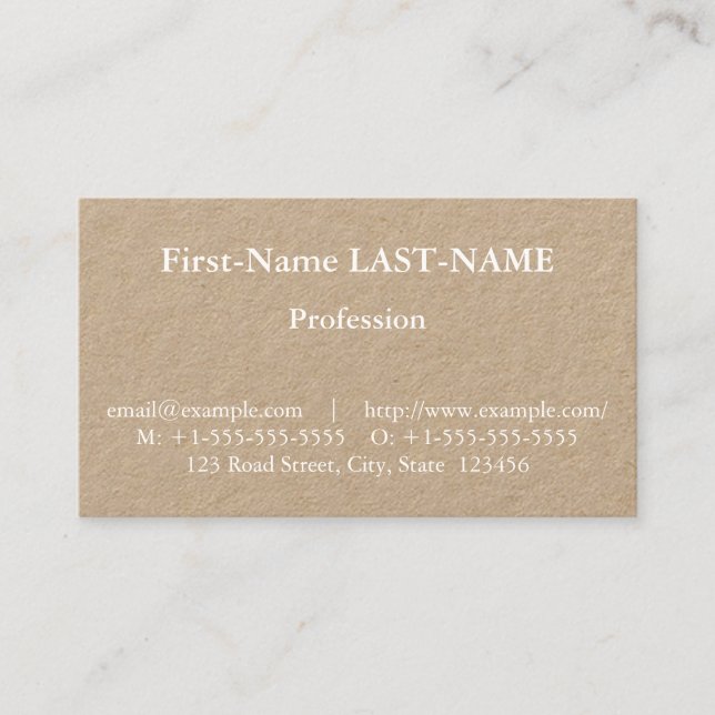 Tarjeta de presentación profesional tradicional (Anverso)