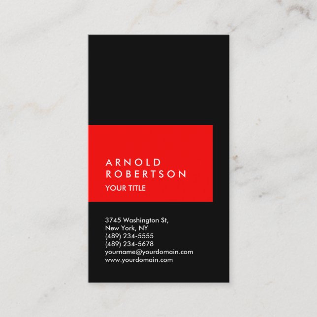 Tarjeta de presentación profesional vertical roja  (Anverso)