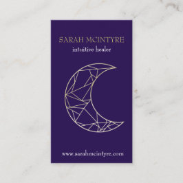 Tarjeta De Presentación Profundo Purple Gold Celestial Moon Psychic Healer