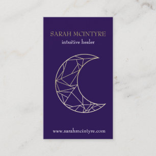 Tarjeta De Presentación Profundo Purple Gold Celestial Moon Psychic Healer