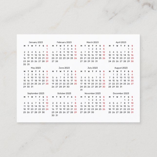 Tarjeta de presentación promocional 2023 - Lunes d (Reverso)