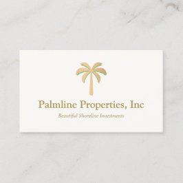 Tarjeta De Presentación Propiedad inmobiliaria Gold Palm Tree Beach Front