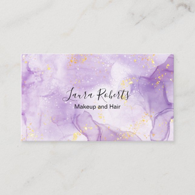 Tarjeta de presentación Purple Aesthetic Marble Pu (Anverso)