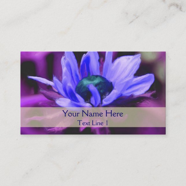 Tarjeta de presentación Purple Daisy Floral Art (Anverso)