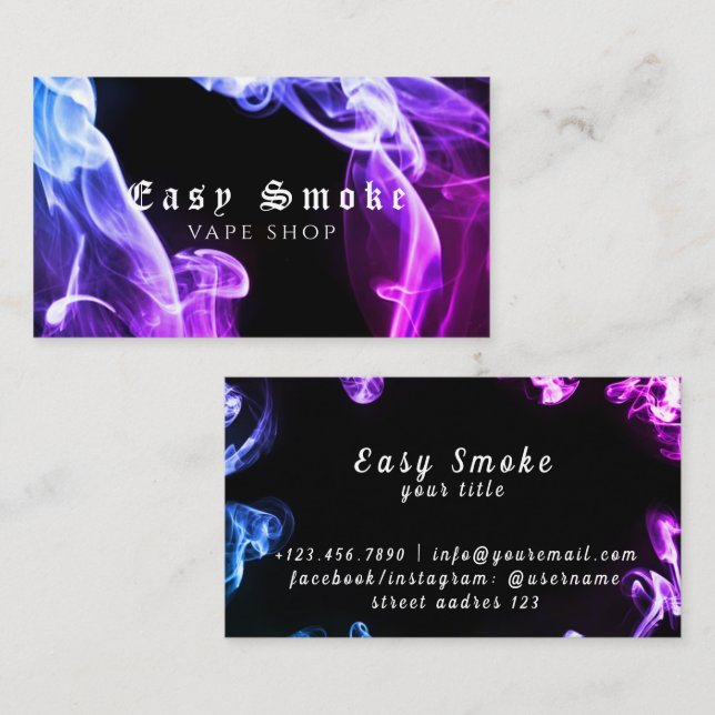 Tarjeta de presentación Purple Dark Black Smoke Va (Anverso / Reverso)