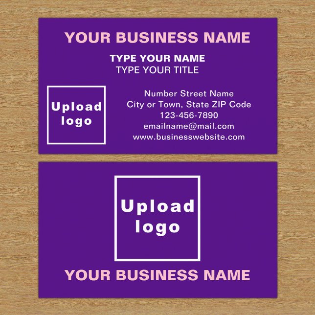 Tarjeta de presentación Purple de estilo alineado  (The front and back of the purple business card)