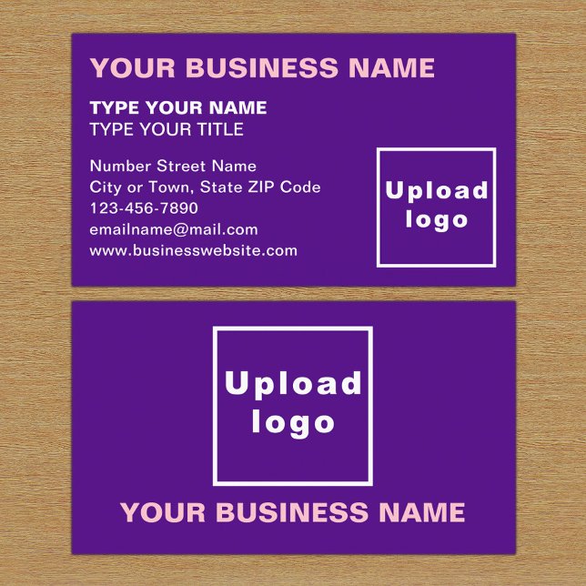 Tarjeta de presentación Purple de texto alineado a (The front and back of the purple business card)