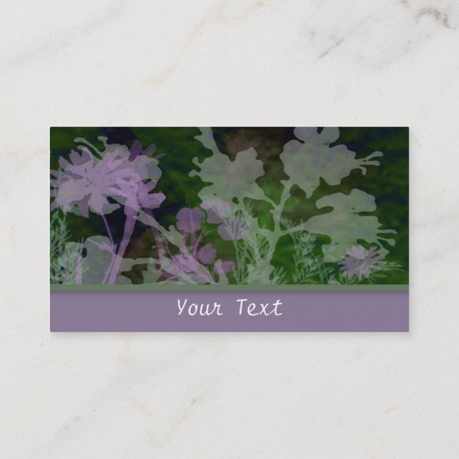 Tarjeta de presentación Purple & Green Floral (Reverso)