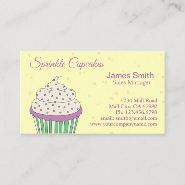 Tarjeta de presentación Purple Green Sprinkle Cupa (Anverso)