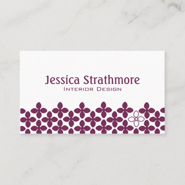 Tarjeta de presentación Purple Plum Floral (Anverso)