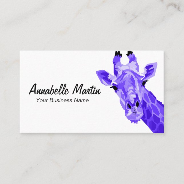 Tarjeta de presentación Purple Pop Art Giraffe (Anverso)