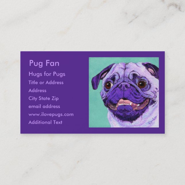 Tarjeta de presentación Purple Pug (Anverso)