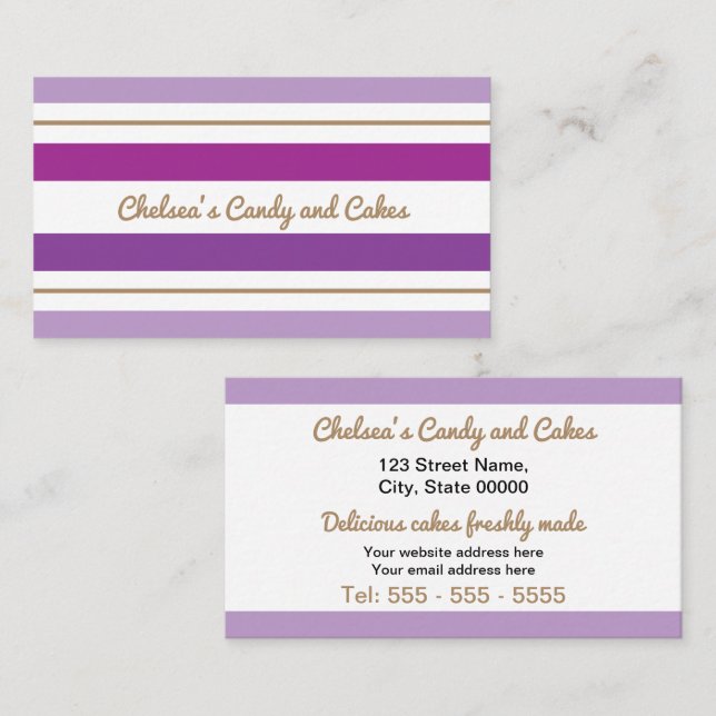 Tarjeta de presentación Purple Stripes (Anverso / Reverso)