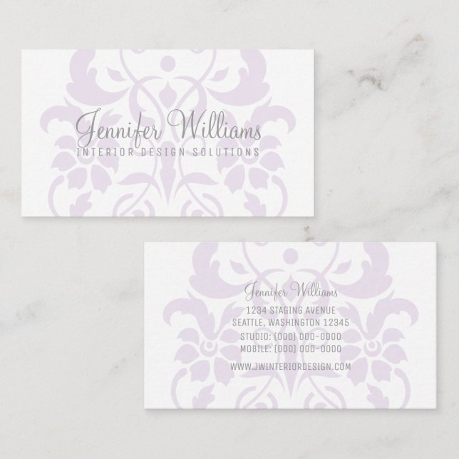 Tarjeta de presentación Purple Subtle Damask (Anverso / Reverso)