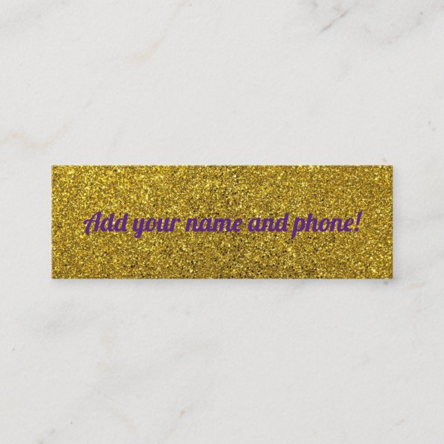Tarjeta De Presentación Purpurina brillante dorado personalizado (Anverso)