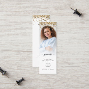 Tarjeta De Presentación Purpurina de oro de moda Foto de graduación 2024