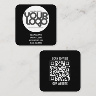 Tarjeta De Presentación QR Code Customizable Modern Black Business Card