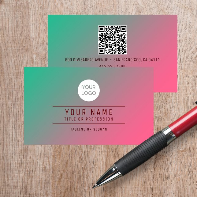 Tarjeta De Presentación QR Code Miami Blend Name Professional (QR Code Spotlight Green Name Professional Logo Calling Card  cover)