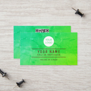 Tarjeta De Presentación QR Código Green Abstract Name Professional Logo