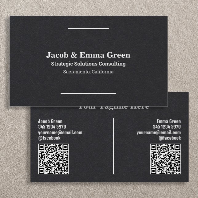 Tarjeta de presentación QR de dos nombres Personal (Two Names Custom QR Business Cards)