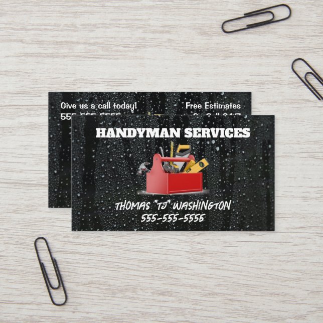 Tarjeta de presentación Raindrop Handyman (Anverso/Reverso In Situ)