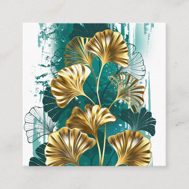 Tarjeta De Presentación Rama con hojas doradas Ginko Biloba (Anverso)