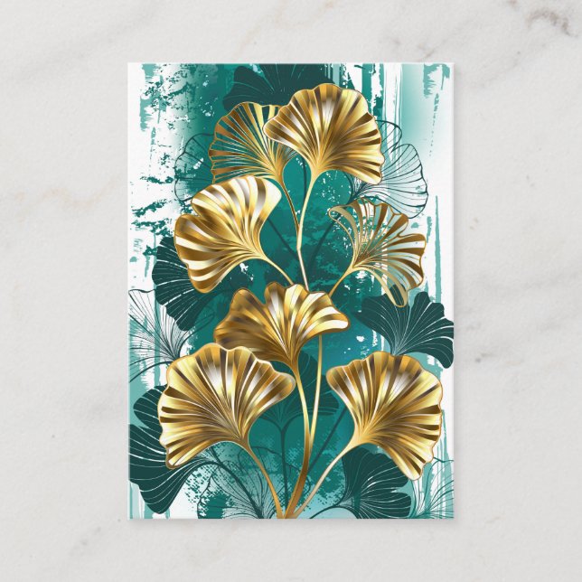 Tarjeta De Presentación Rama con hojas doradas Ginko Biloba (Anverso)