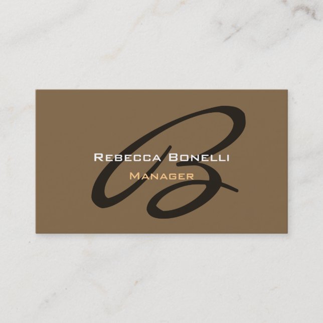 Tarjeta de presentación Raw Umber Brown Monogram M (Anverso)