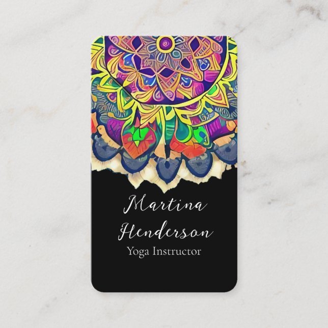 Tarjeta de presentación Red and Greens Mandala (Anverso)