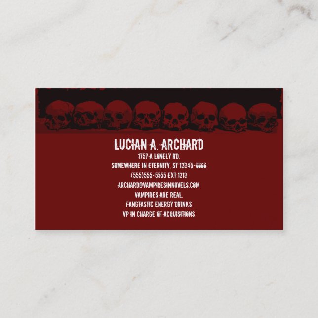 Tarjeta de presentación Red Gothic Skulls (Anverso)
