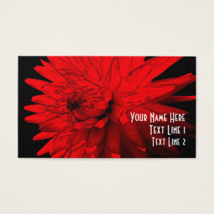 Tarjeta de presentación Red Hot Dahlia Flower Art