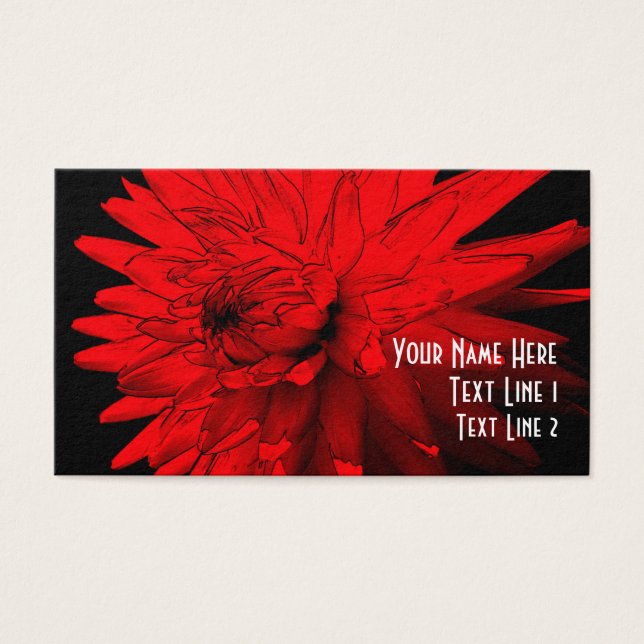 Tarjeta de presentación Red Hot Dahlia Flower Art (Frente)