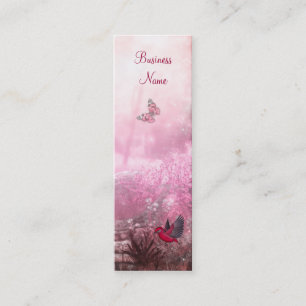 Tarjeta de presentación Red Pink Woodland Bird Ski
