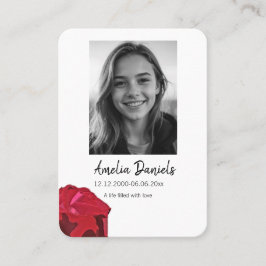 Tarjeta De Presentación Red Rose Funeral Prayer Card