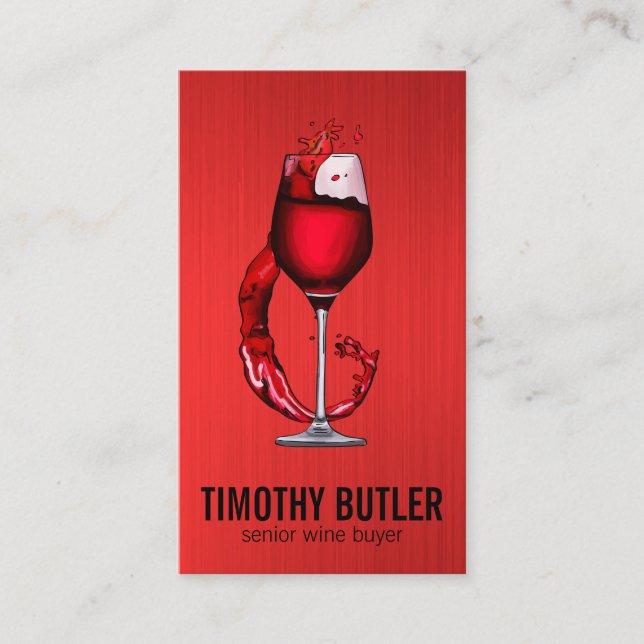 Tarjeta de presentación Red Wine Glass Splash (Anverso)