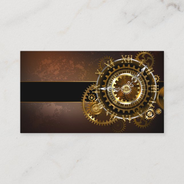 Tarjeta De Presentación Reloj de vapor con engranajes antiguos (Anverso)