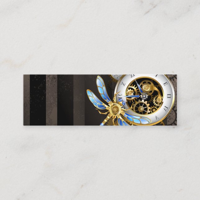 Tarjeta De Presentación Reloj de vapor con libélula mecánica (Anverso)