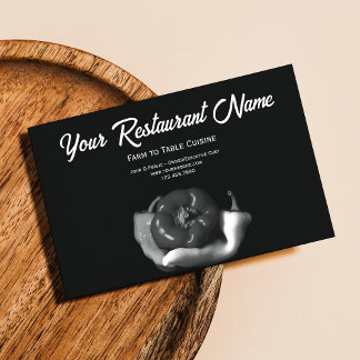 Tarjeta De Presentación Restaurante de mesa de la granja de pimientos negr