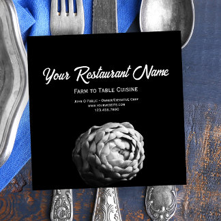 Tarjeta De Presentación Restaurante de mesa de la granja de yuca negra y b