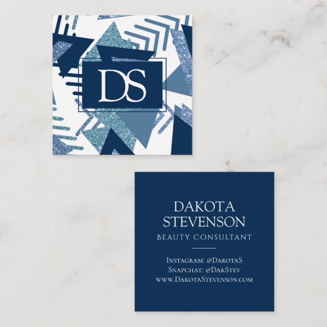 Tarjeta De Presentación Resumen de lujo de los años 80 | Monograma turques (Anverso / Reverso)