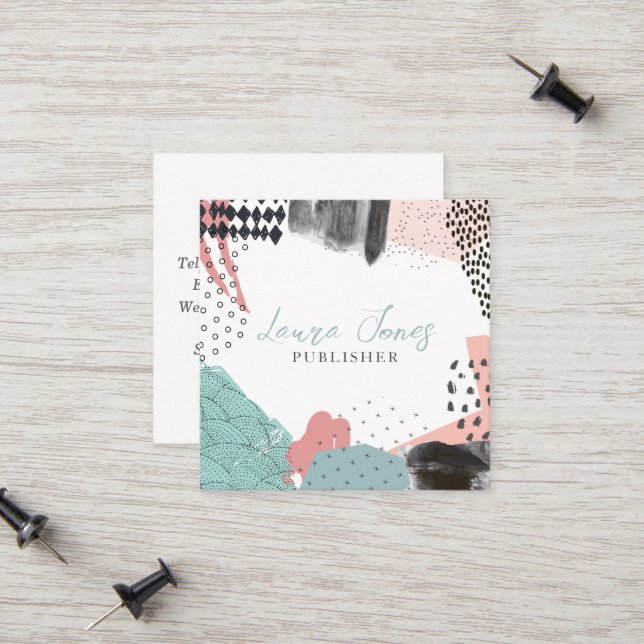 Tarjeta De Presentación Resumen del editor de Collage de arte Square (Anverso/Reverso In Situ)