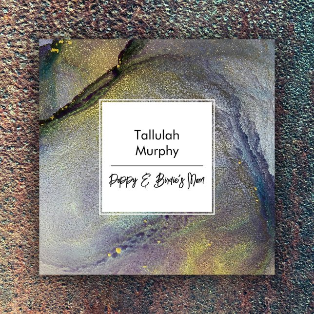 Tarjeta De Presentación Resumen Denim Blue & Gold Liquid Art Mom Card (Subido por el creador)