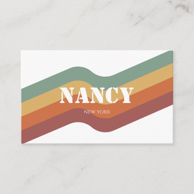 Tarjeta de presentación Retro Groovy Colorful Stri (Anverso)