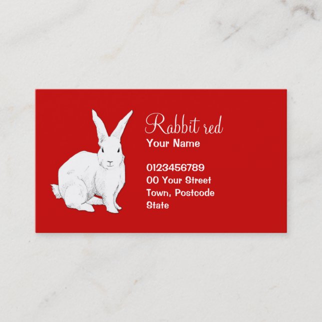 Tarjeta de presentación roja de conejo (Anverso)
