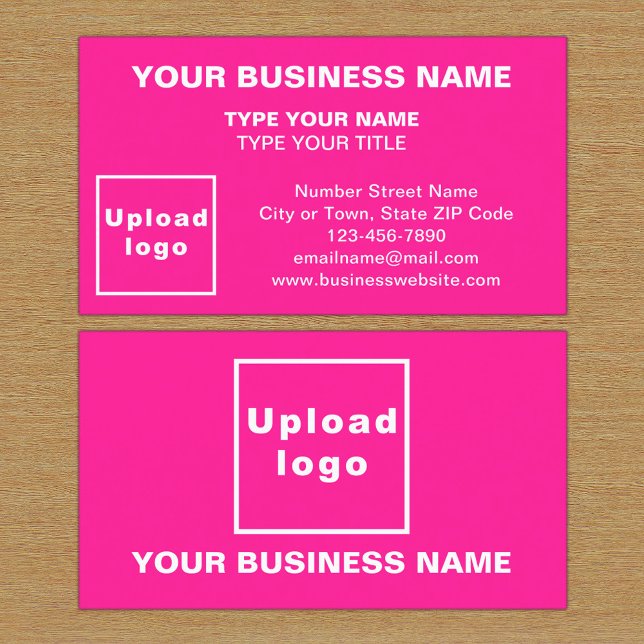Tarjeta de presentación rosa de estilo alineado ce (The front and back of the pink business card)