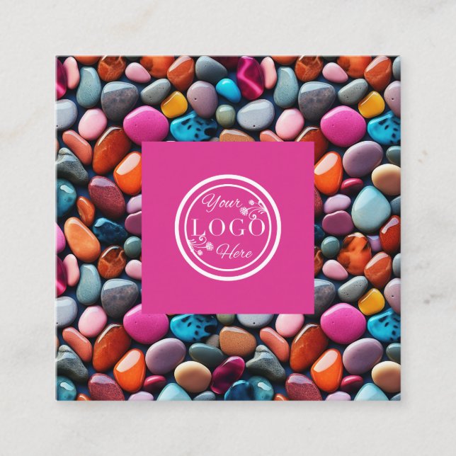 Tarjeta de presentación rosa de piedras de color (Anverso)